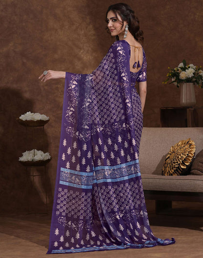 Purple Georgette Printed Saree