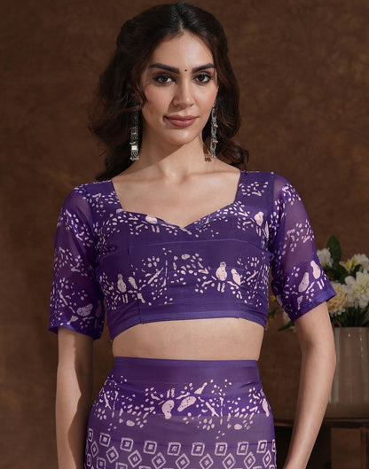 Purple Georgette Printed Saree