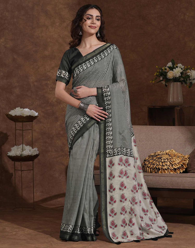 Black Silk Printed Saree