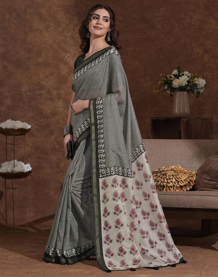 Black Silk Printed Saree