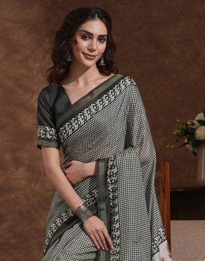 Black Silk Printed Saree