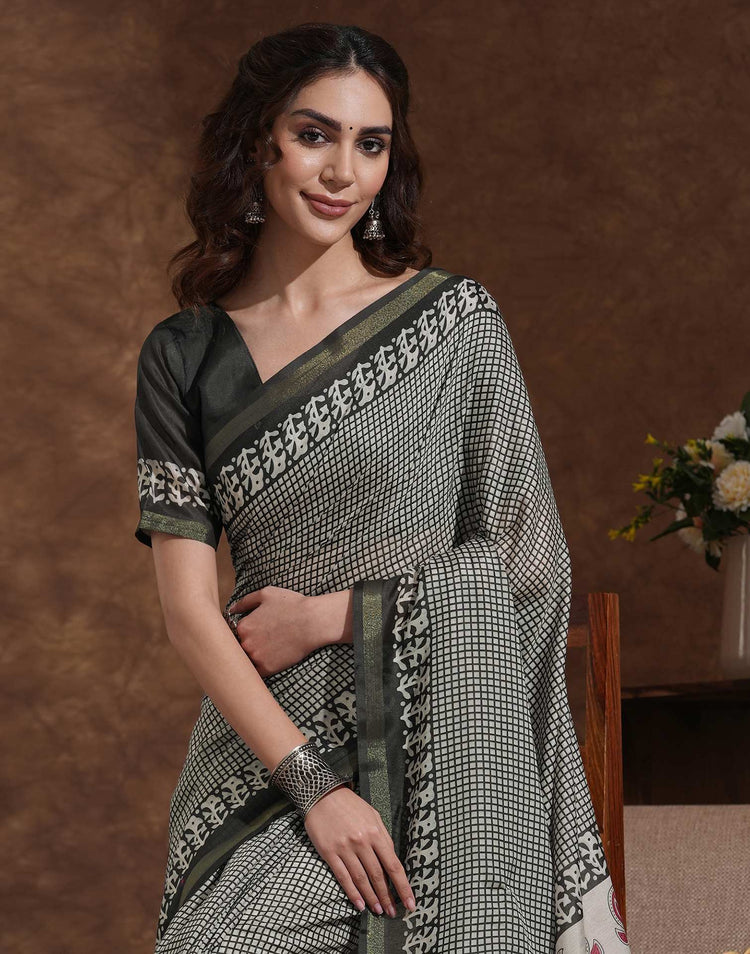Black Silk Printed Saree