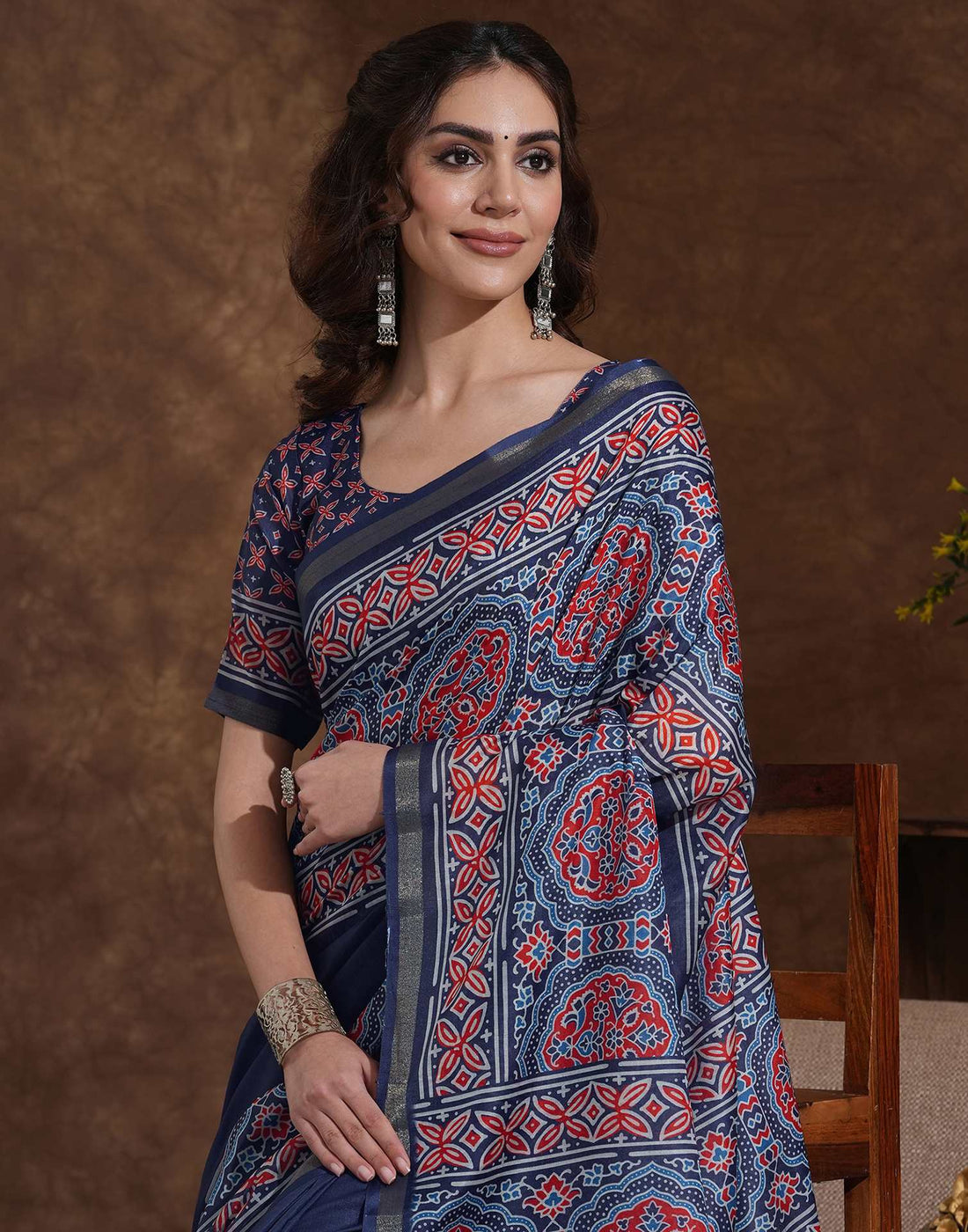 Blue Silk Printed Saree