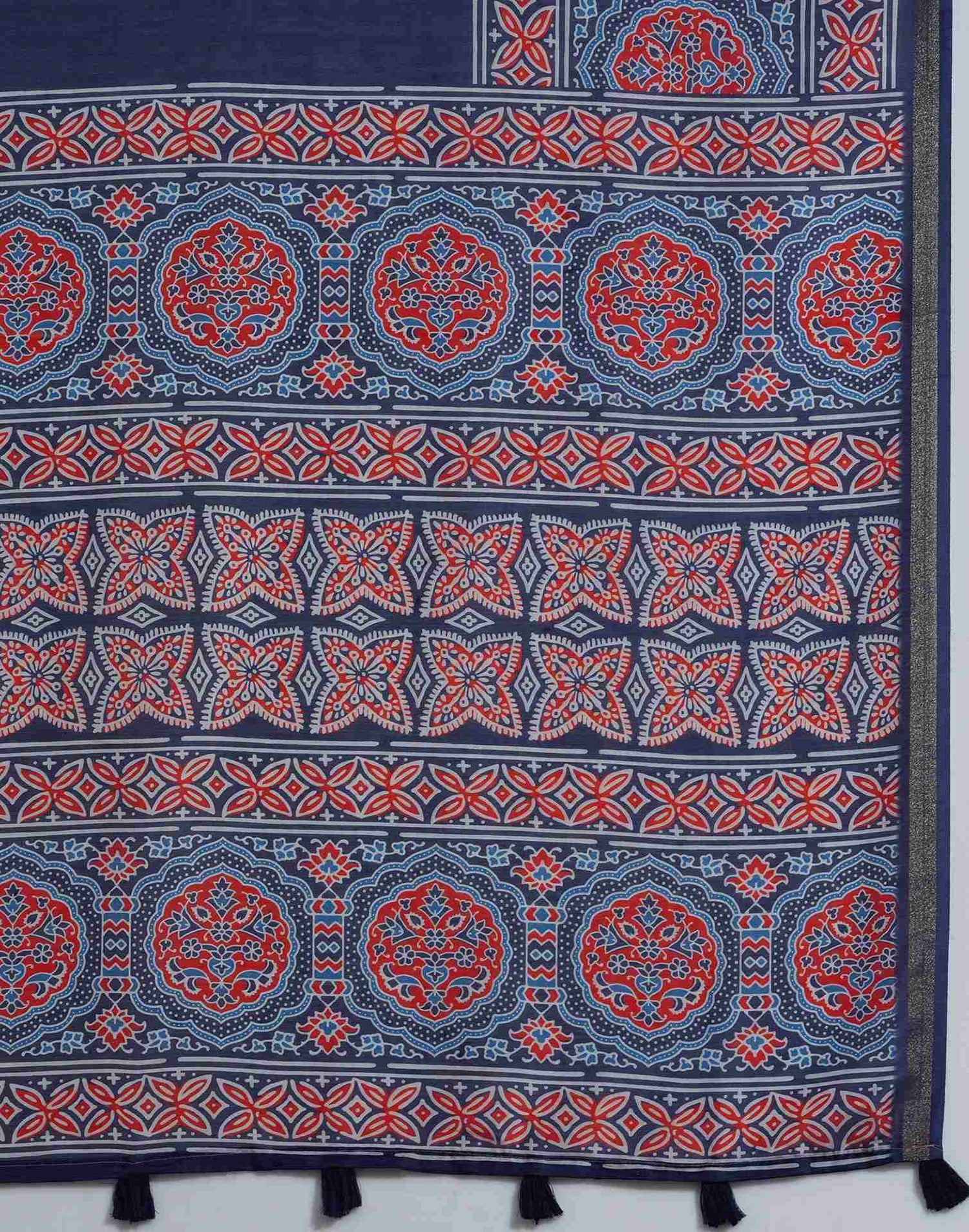 Blue Silk Printed Saree