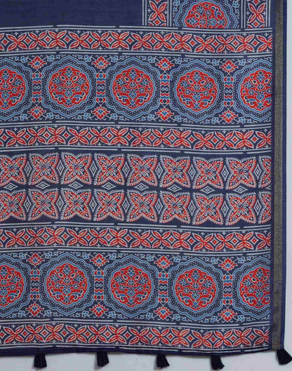 Blue Silk Printed Saree