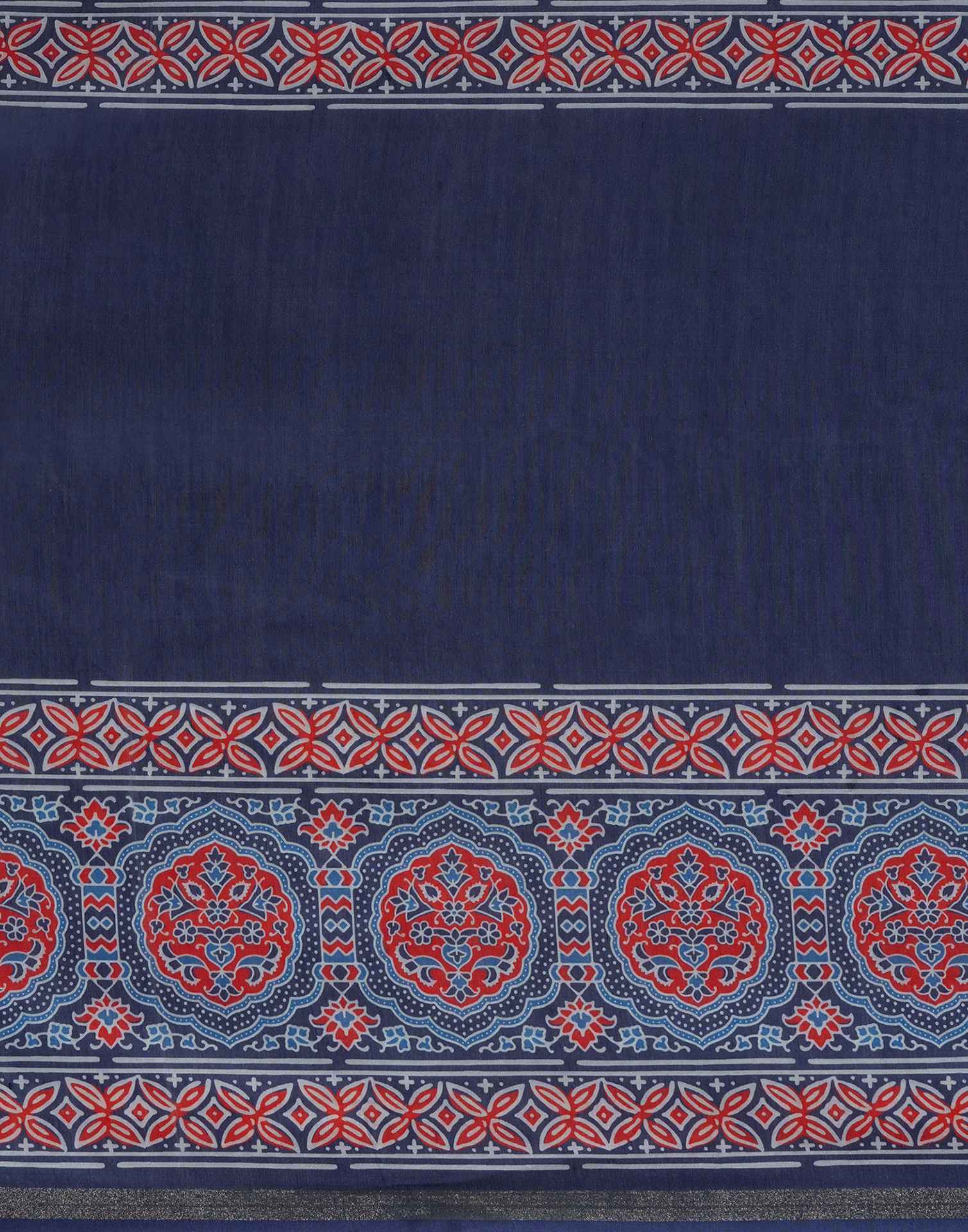 Blue Silk Printed Saree