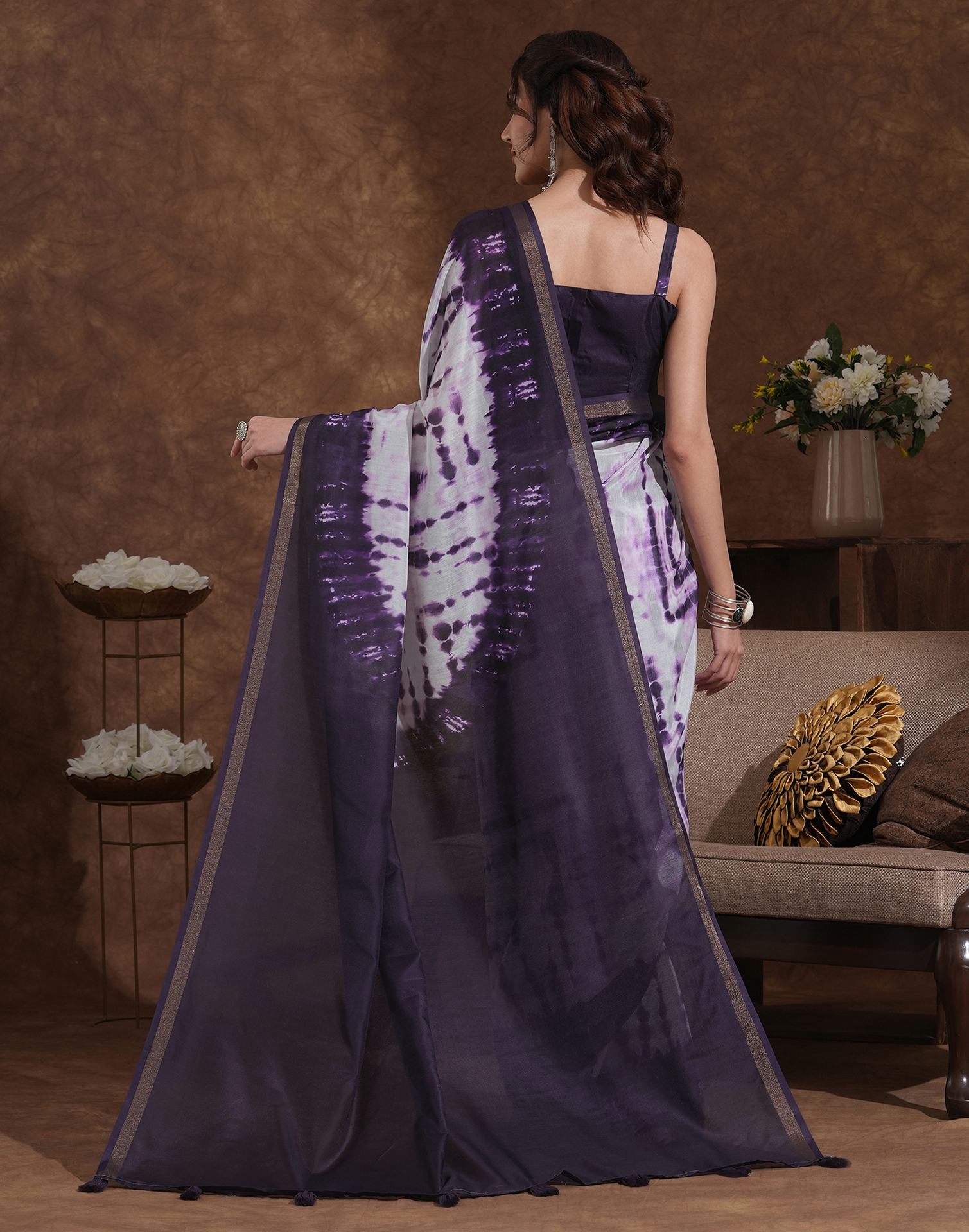 Off White Silk Printed Saree