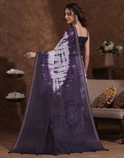 Off White Silk Printed Saree