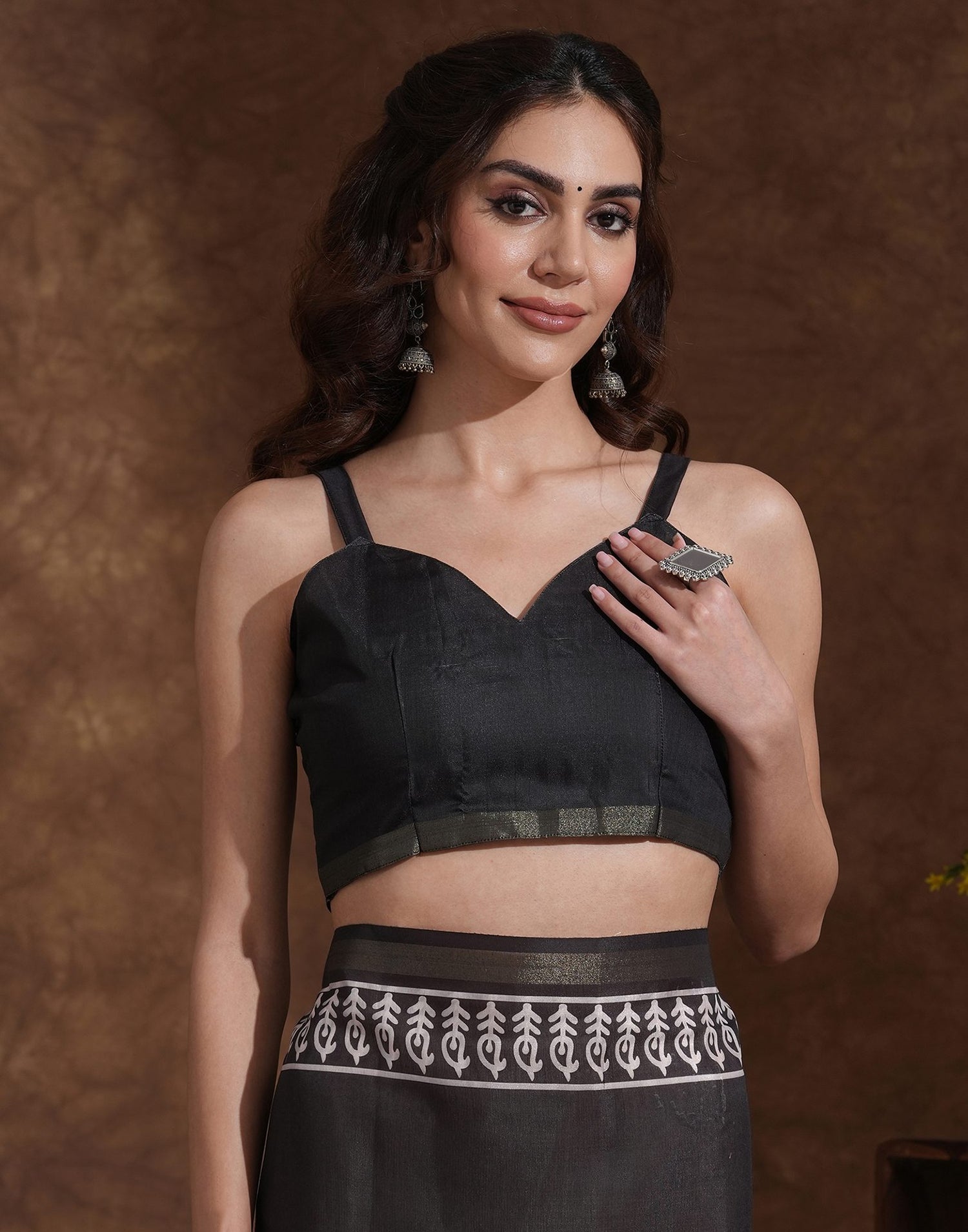 Black Silk Printed Saree