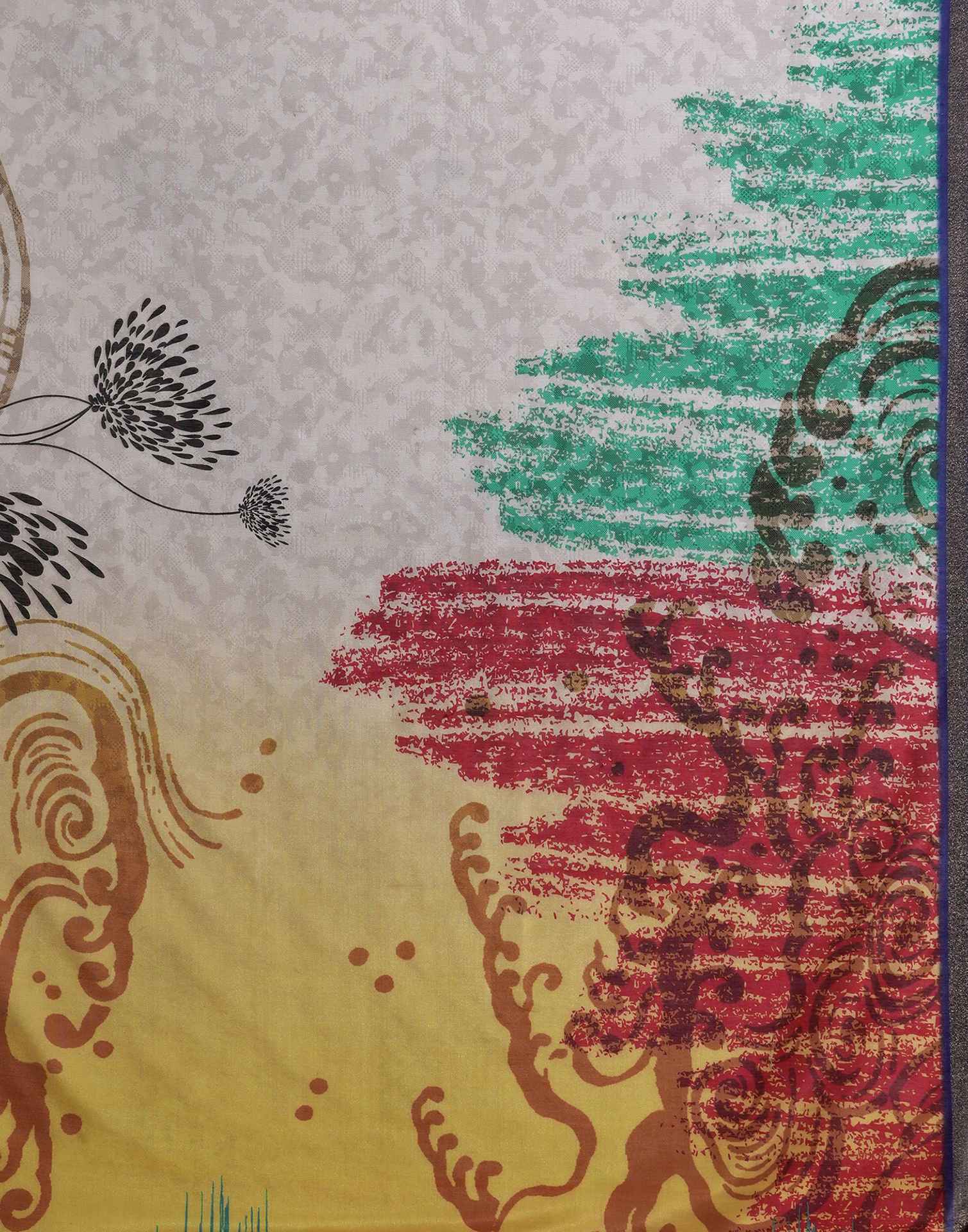 Beige Silk Printed Saree