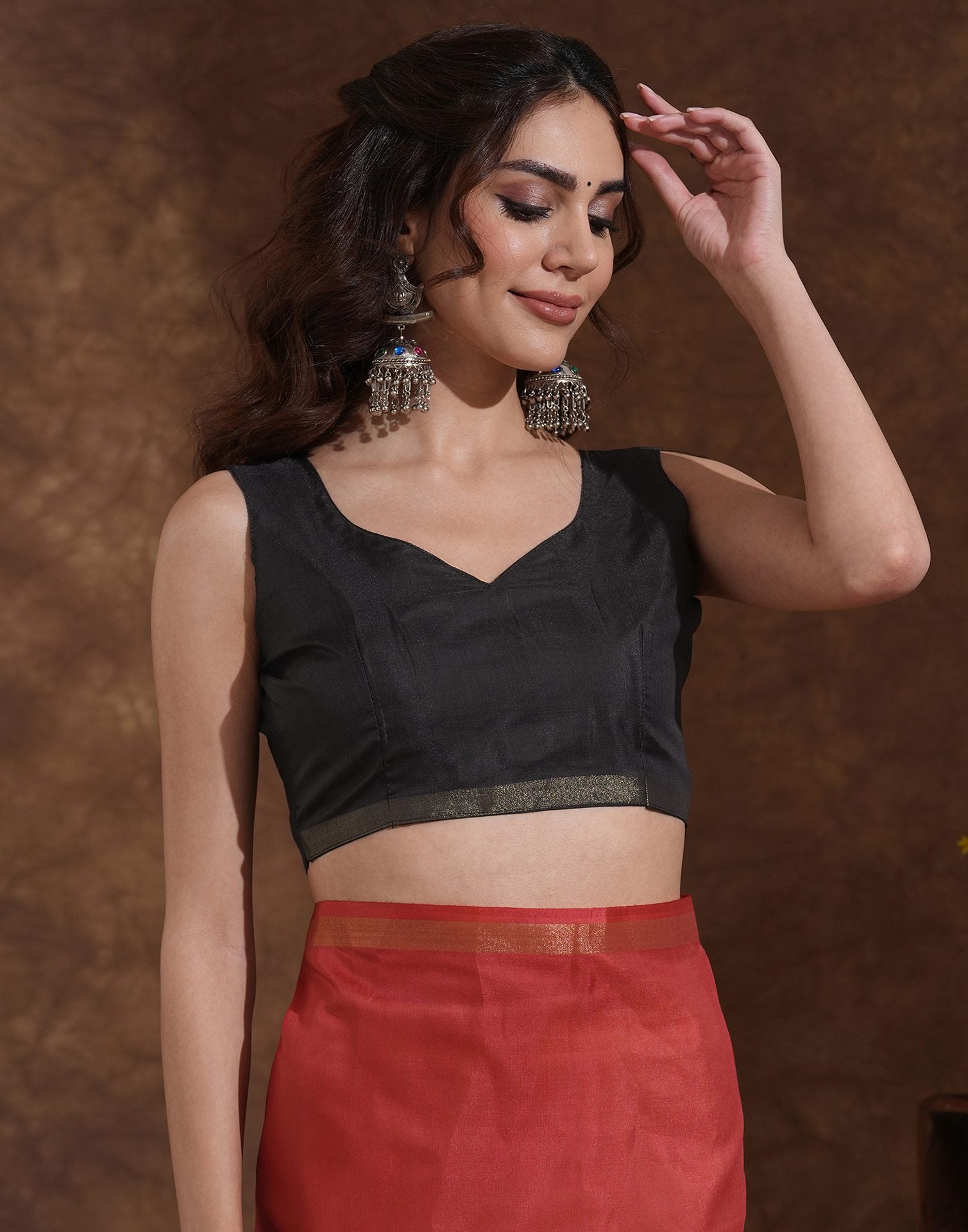 Orange Silk Printed Saree