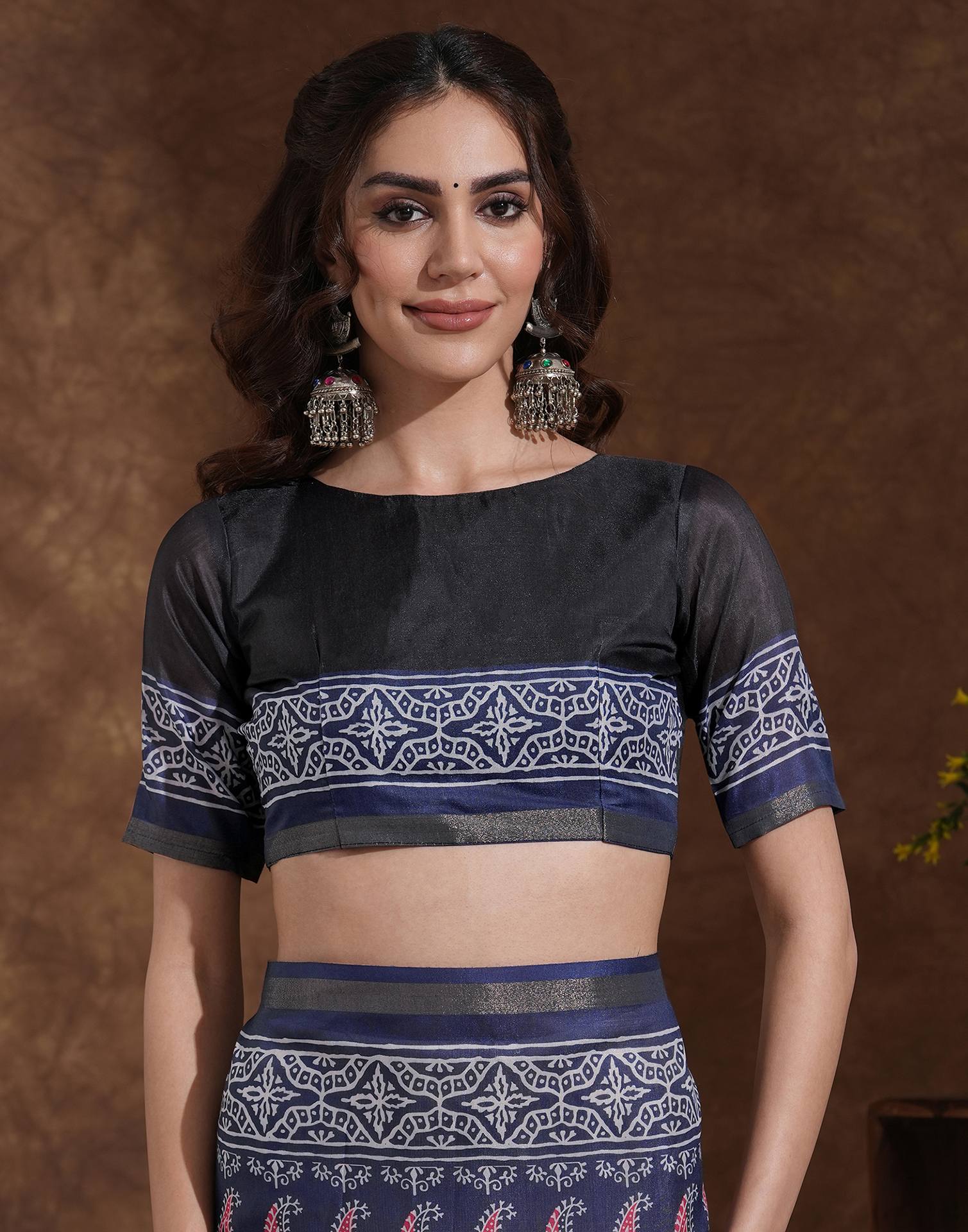 Blue Silk Printed Saree
