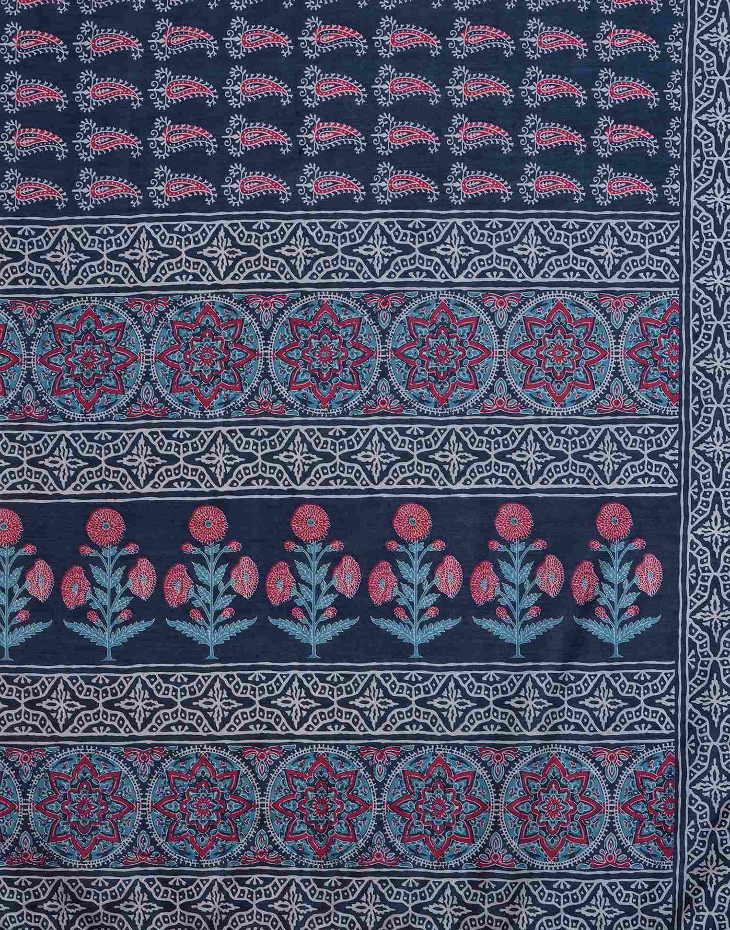 Blue Silk Printed Saree