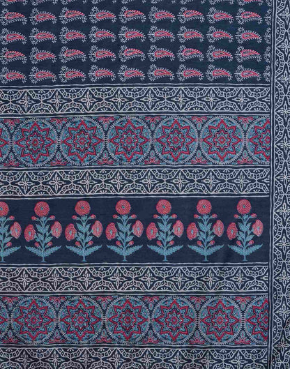 Blue Silk Printed Saree