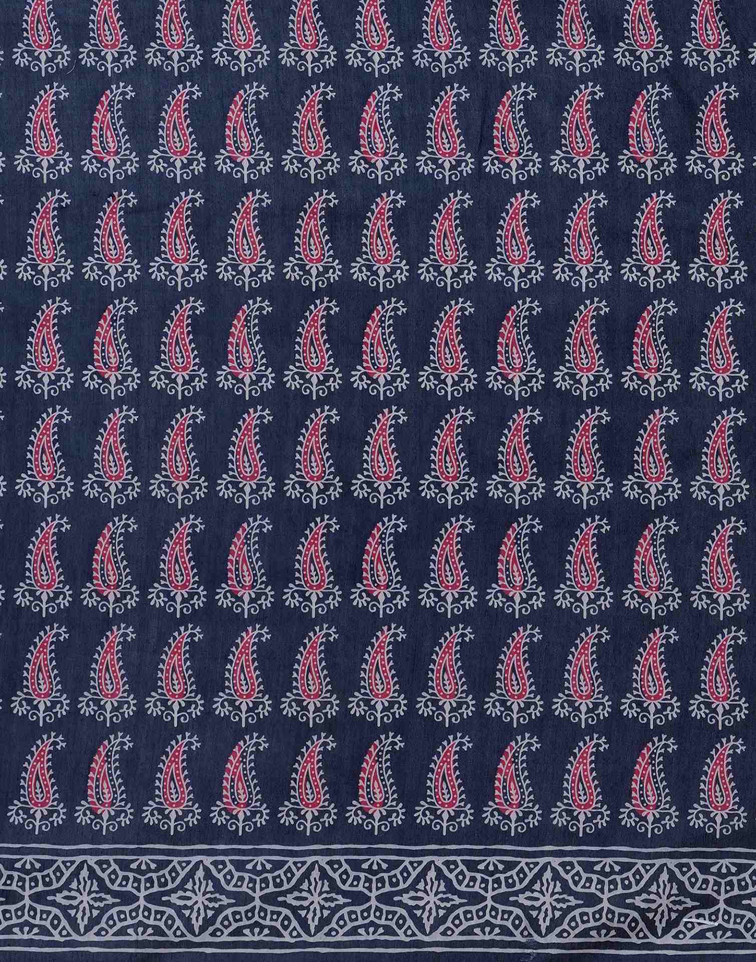 Blue Silk Printed Saree