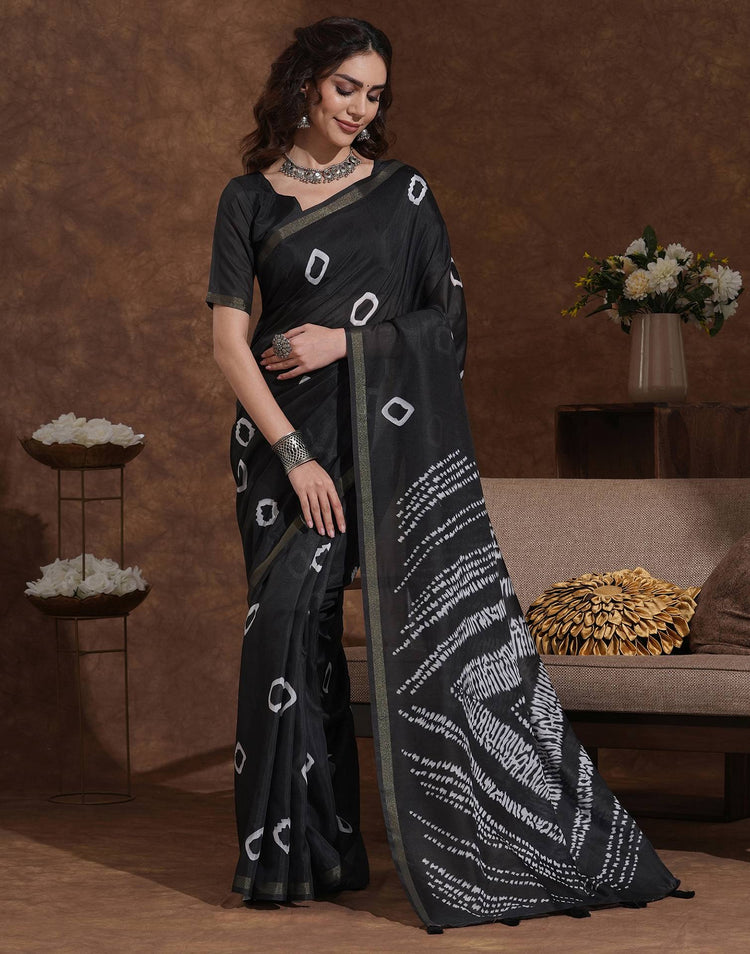 Black Silk Printed Saree