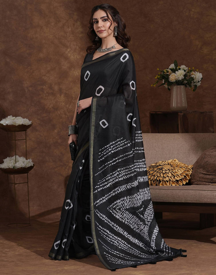 Black Silk Printed Saree