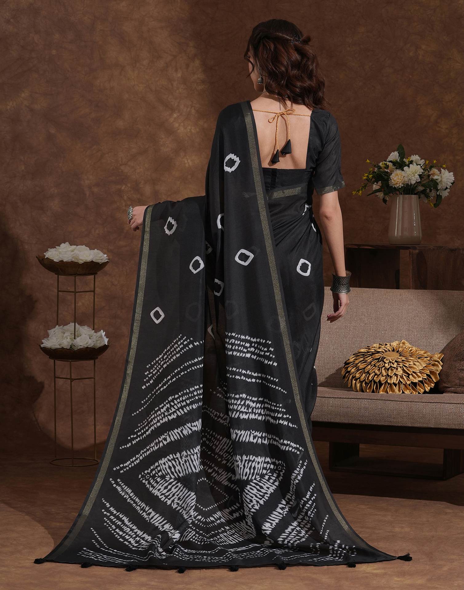 Black Silk Printed Saree