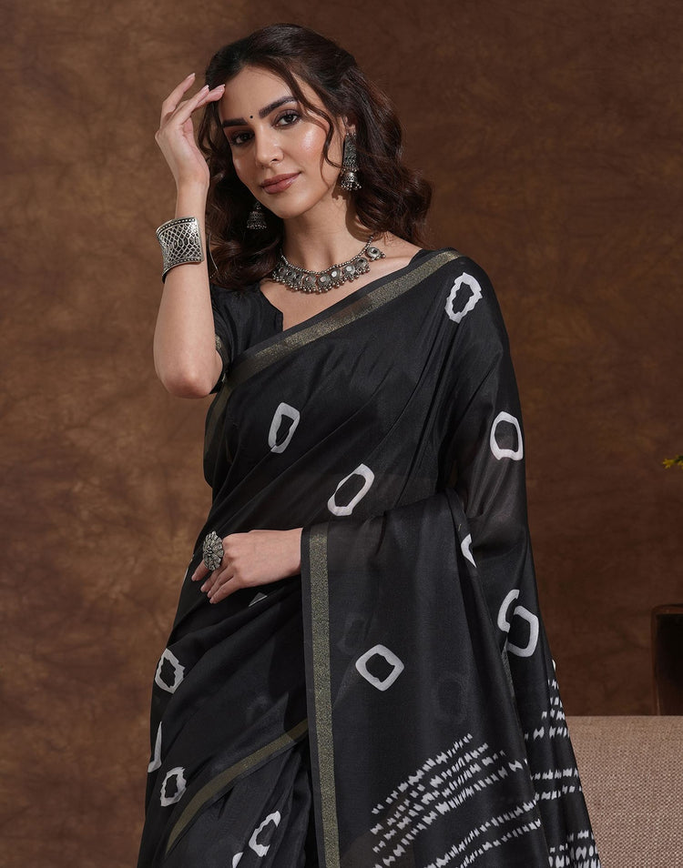 Black Silk Printed Saree
