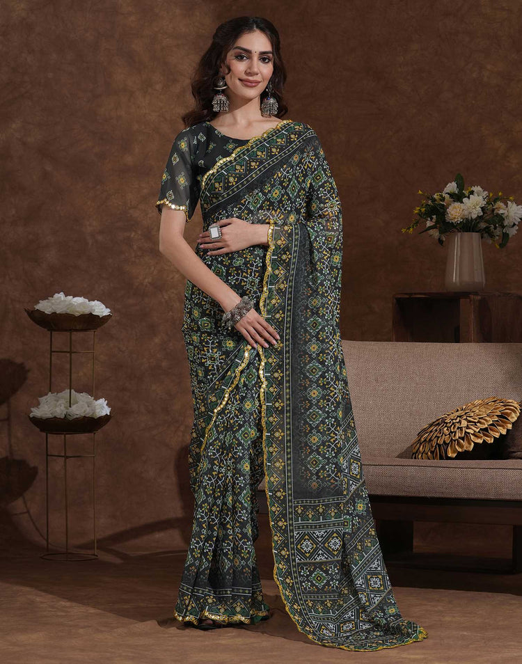 Black Georgette Printed Saree