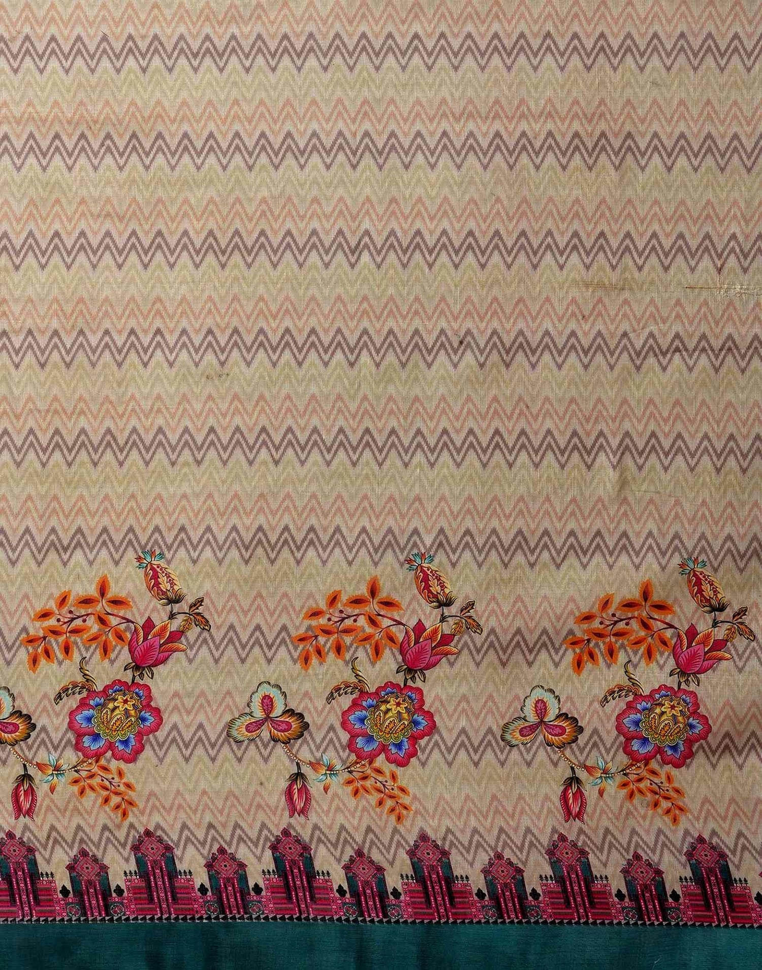 Dusty Beige Linen Woven Printed Saree