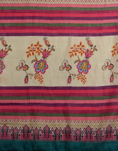 Dusty Beige Linen Woven Printed Saree