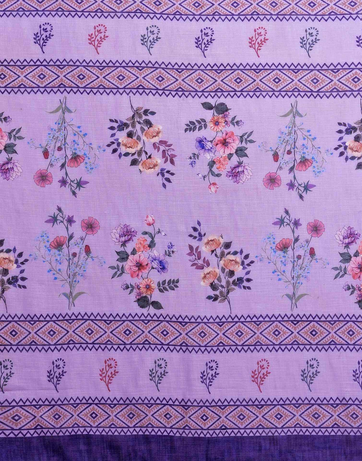 Lavender Linen Woven Printed Saree
