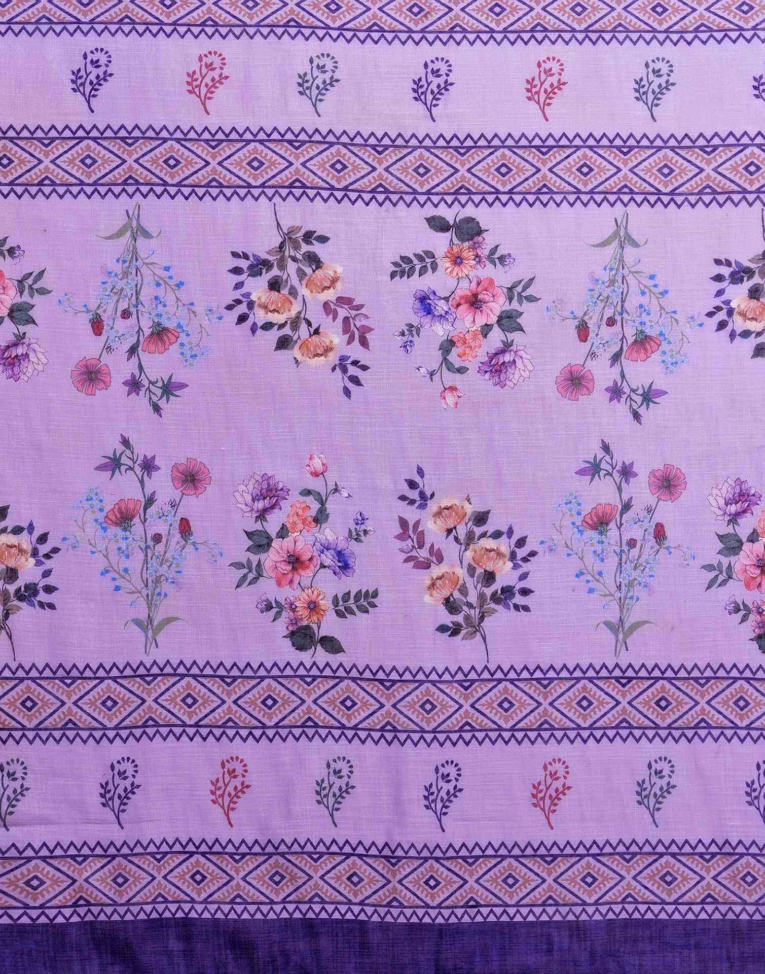 Lavender Linen Woven Printed Saree