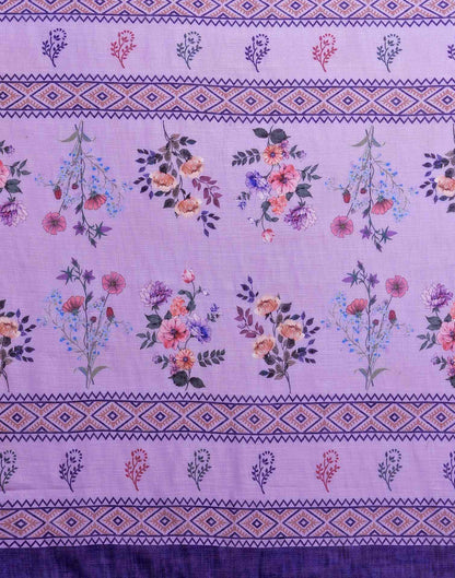 Lavender Linen Woven Printed Saree
