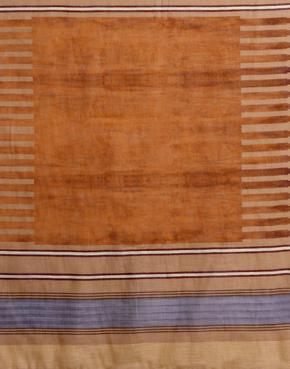 Dark Beige Linen Woven Printed Saree
