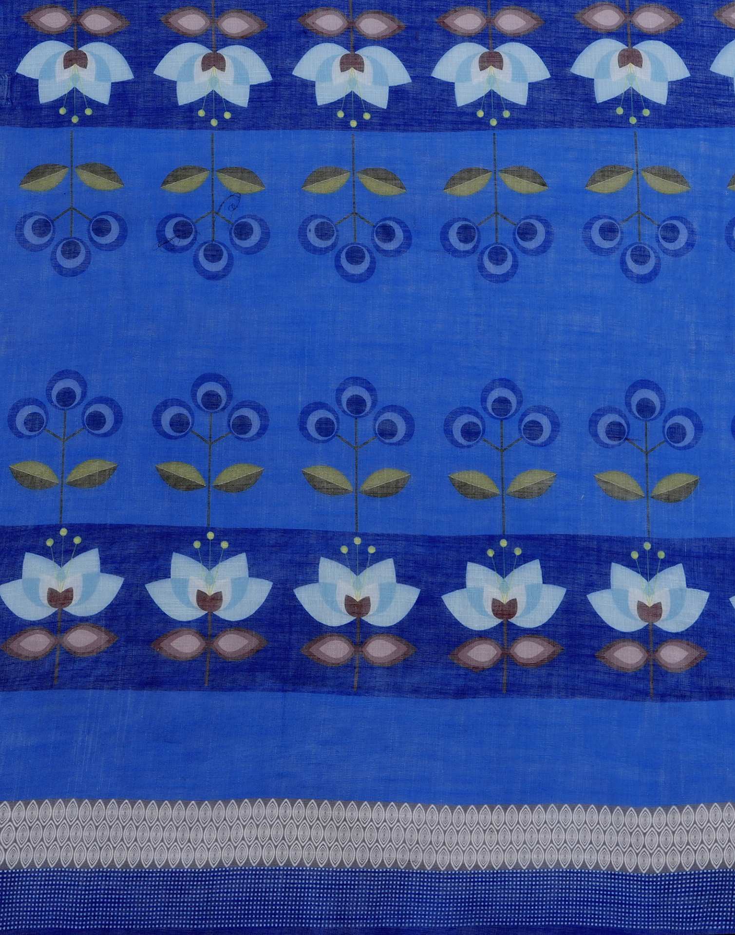 Blue Linen Woven Printed Saree