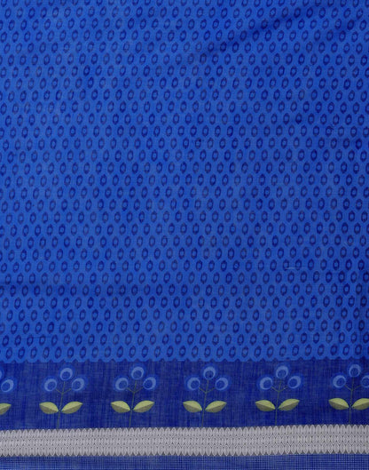 Blue Linen Woven Printed Saree