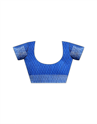Blue Linen Woven Printed Saree