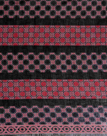 Black Linen Woven Printed Saree