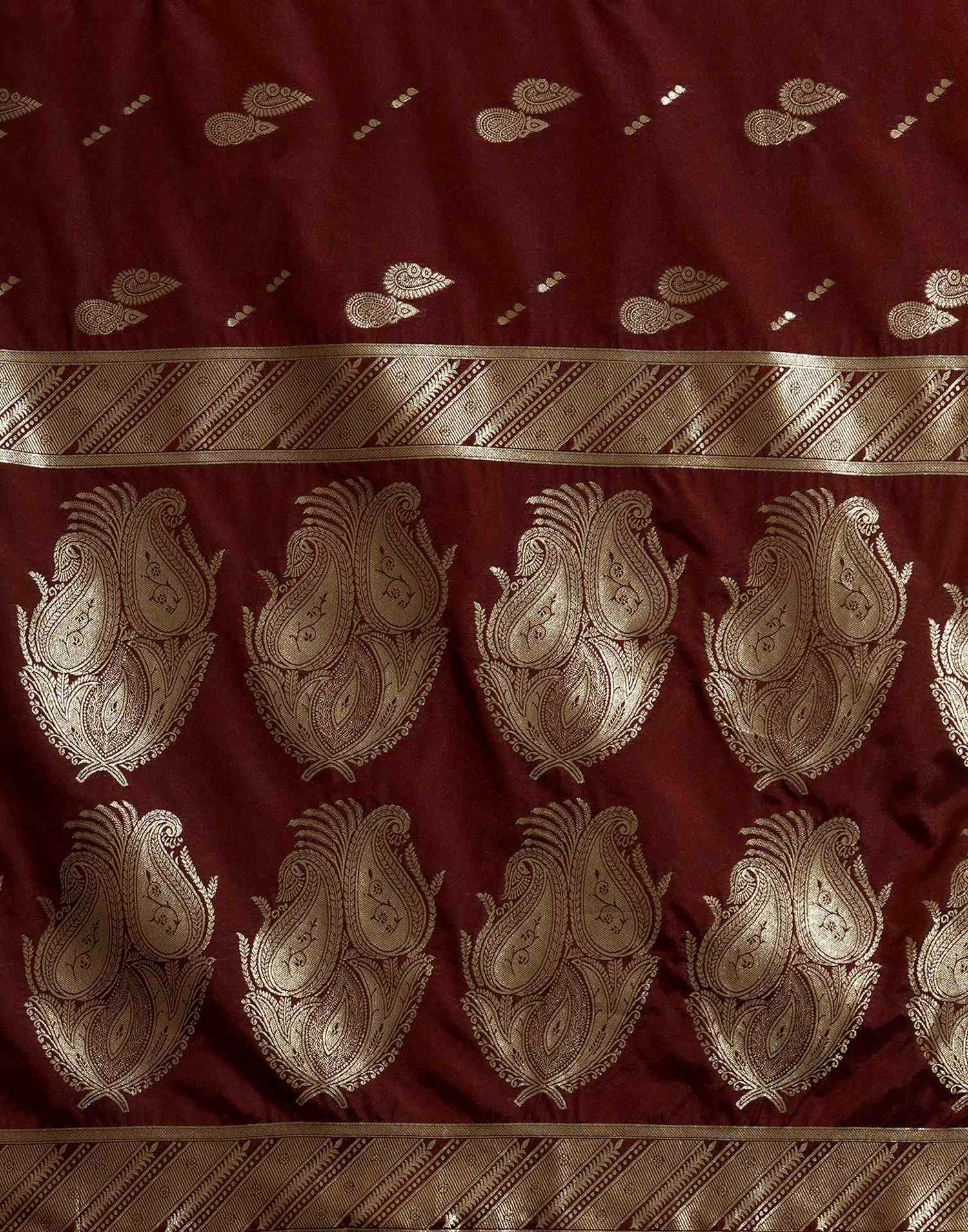 Maroon Silk Woven Banarasi Saree