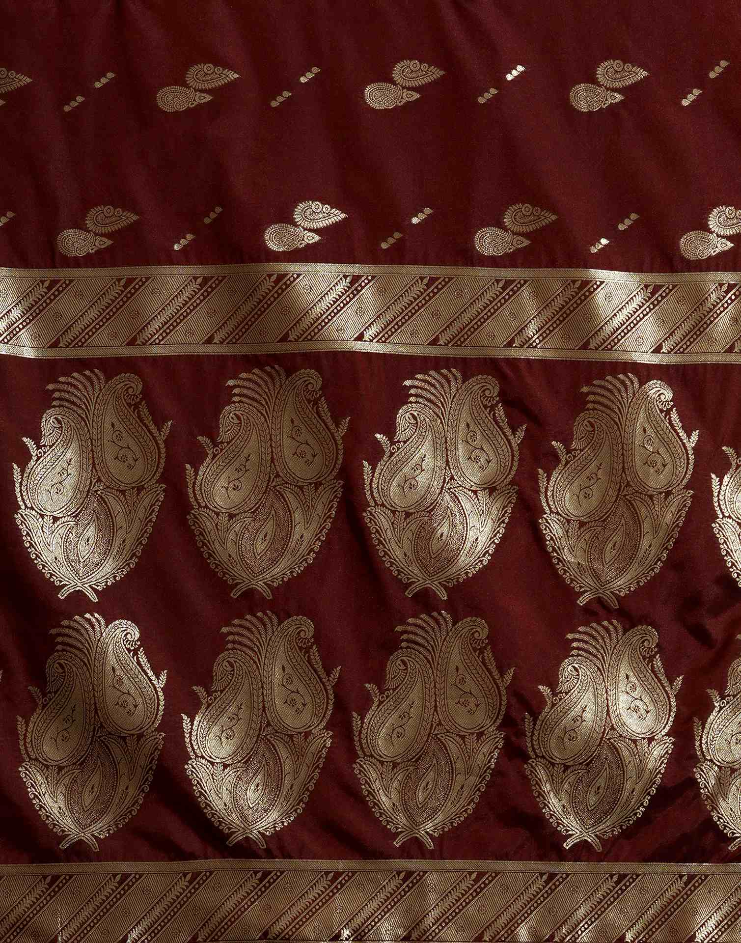Maroon Silk Woven Banarasi Saree
