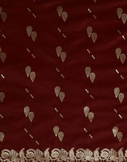 Maroon Silk Woven Banarasi Saree
