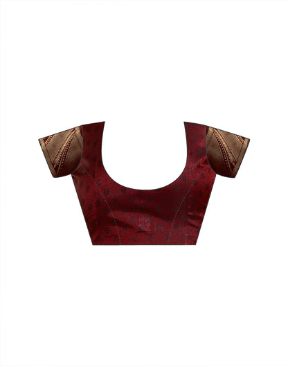 Maroon Silk Woven Banarasi Saree