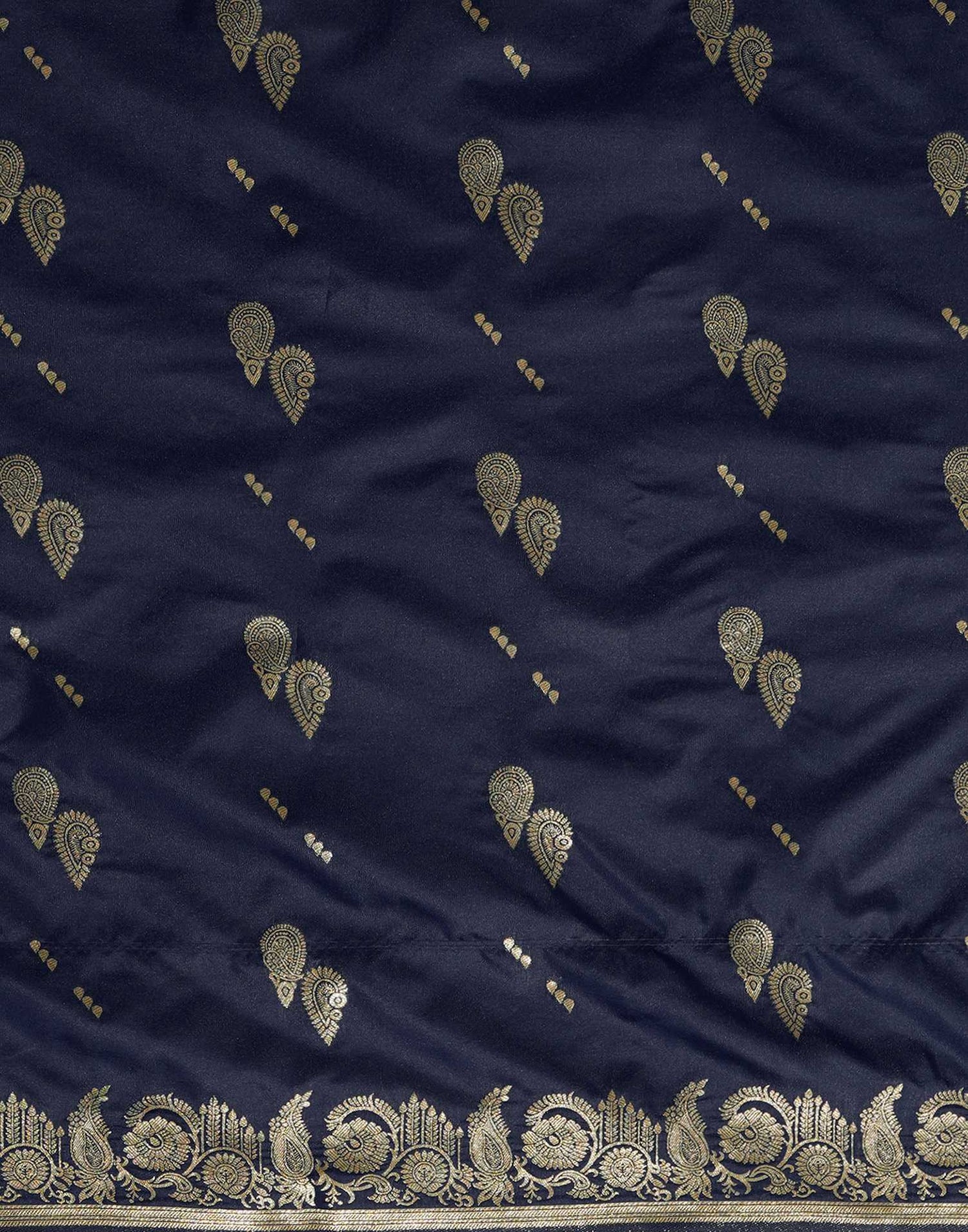 Navy Blue Silk Woven Banarasi Saree