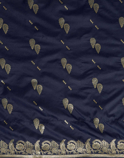 Navy Blue Silk Woven Banarasi Saree