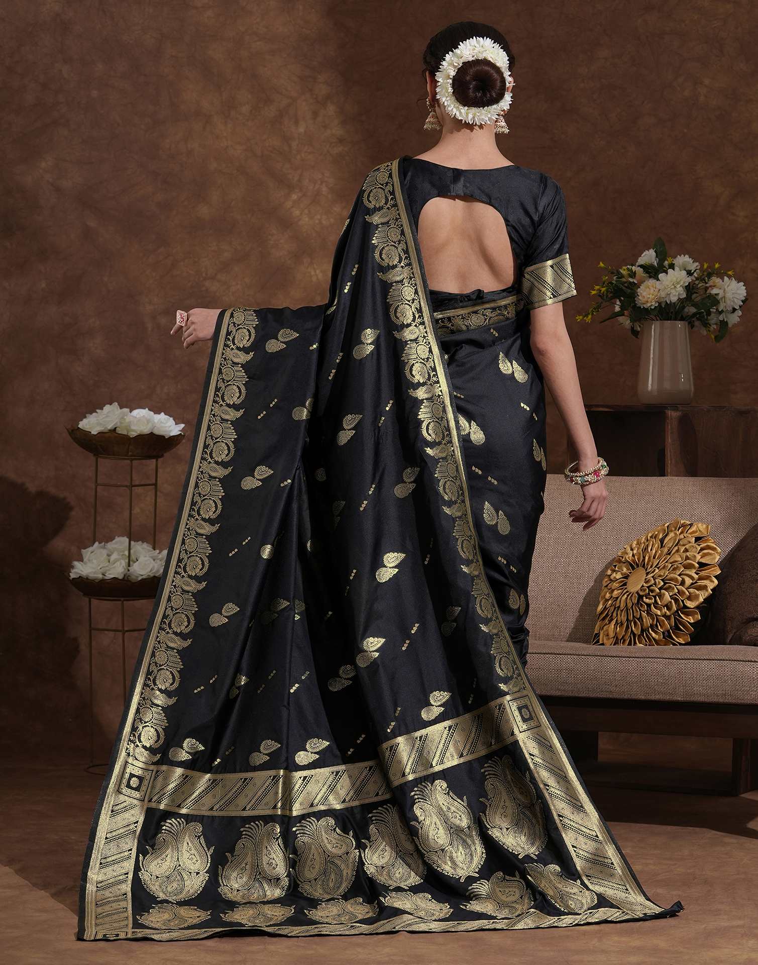 Black Silk Woven Banarasi Saree