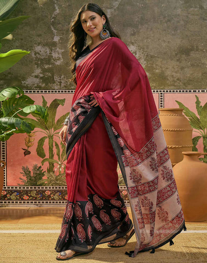 Red Silk Printed Saree