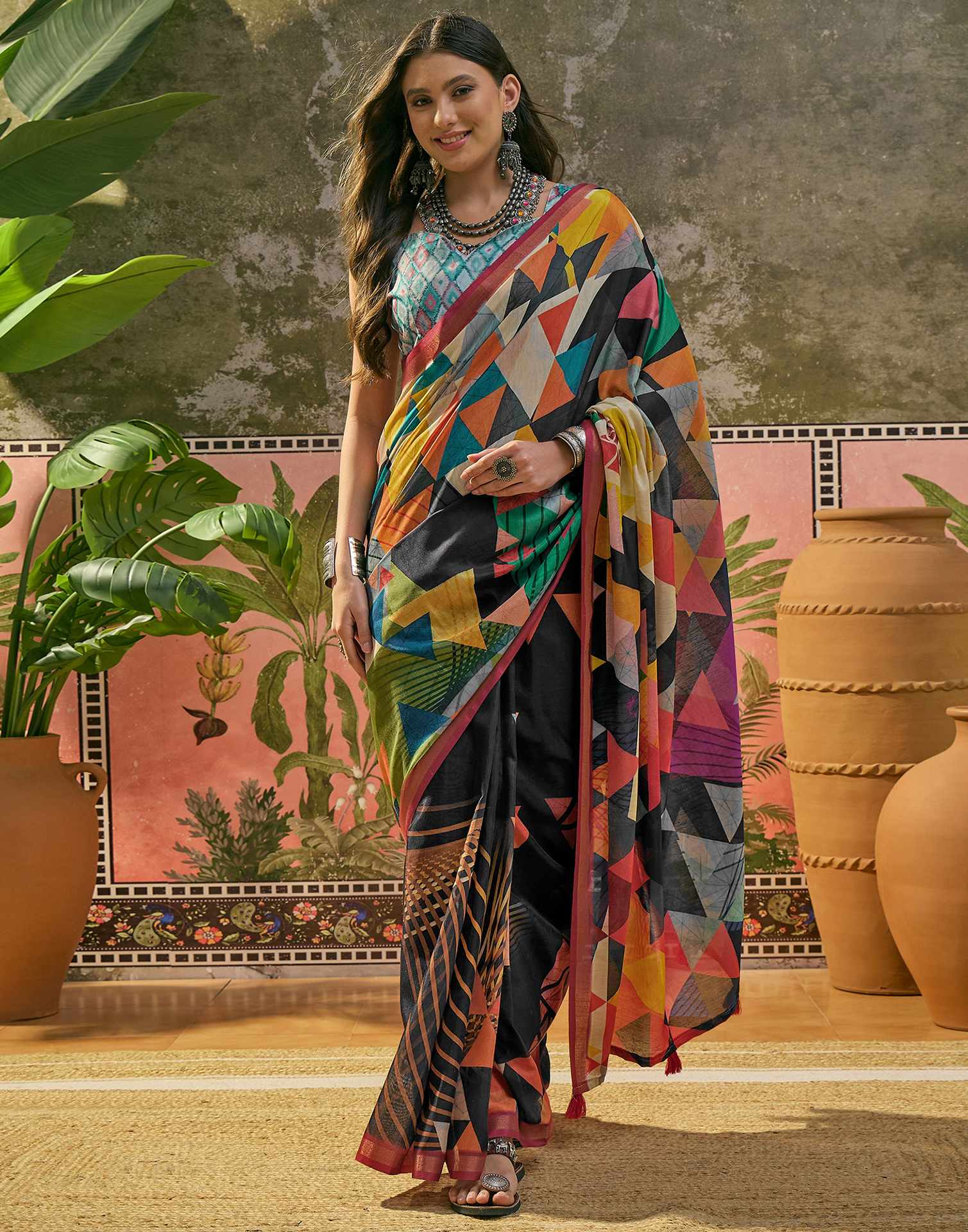 Black Silk Printed Saree