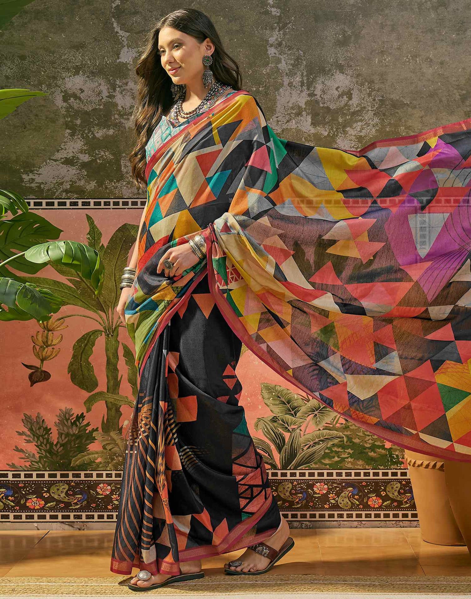 Black Silk Printed Saree