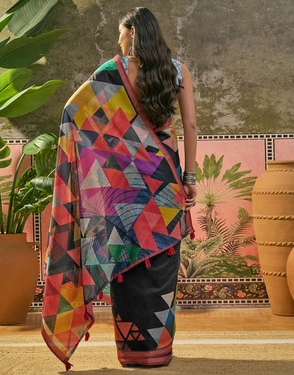 Black Silk Printed Saree