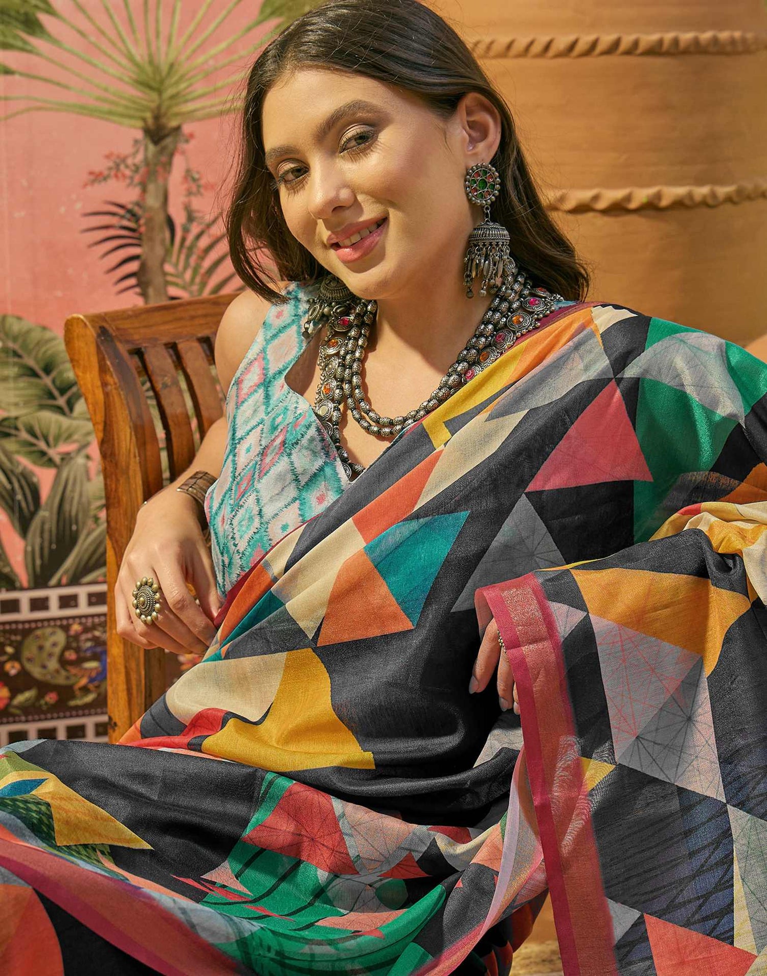 Black Silk Printed Saree