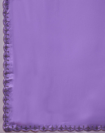 Lavender Chiffon Stone Work Swarovski Saree