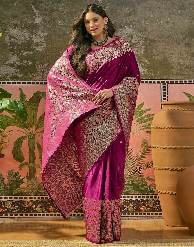 Purple Silk Woven Banarasi Saree