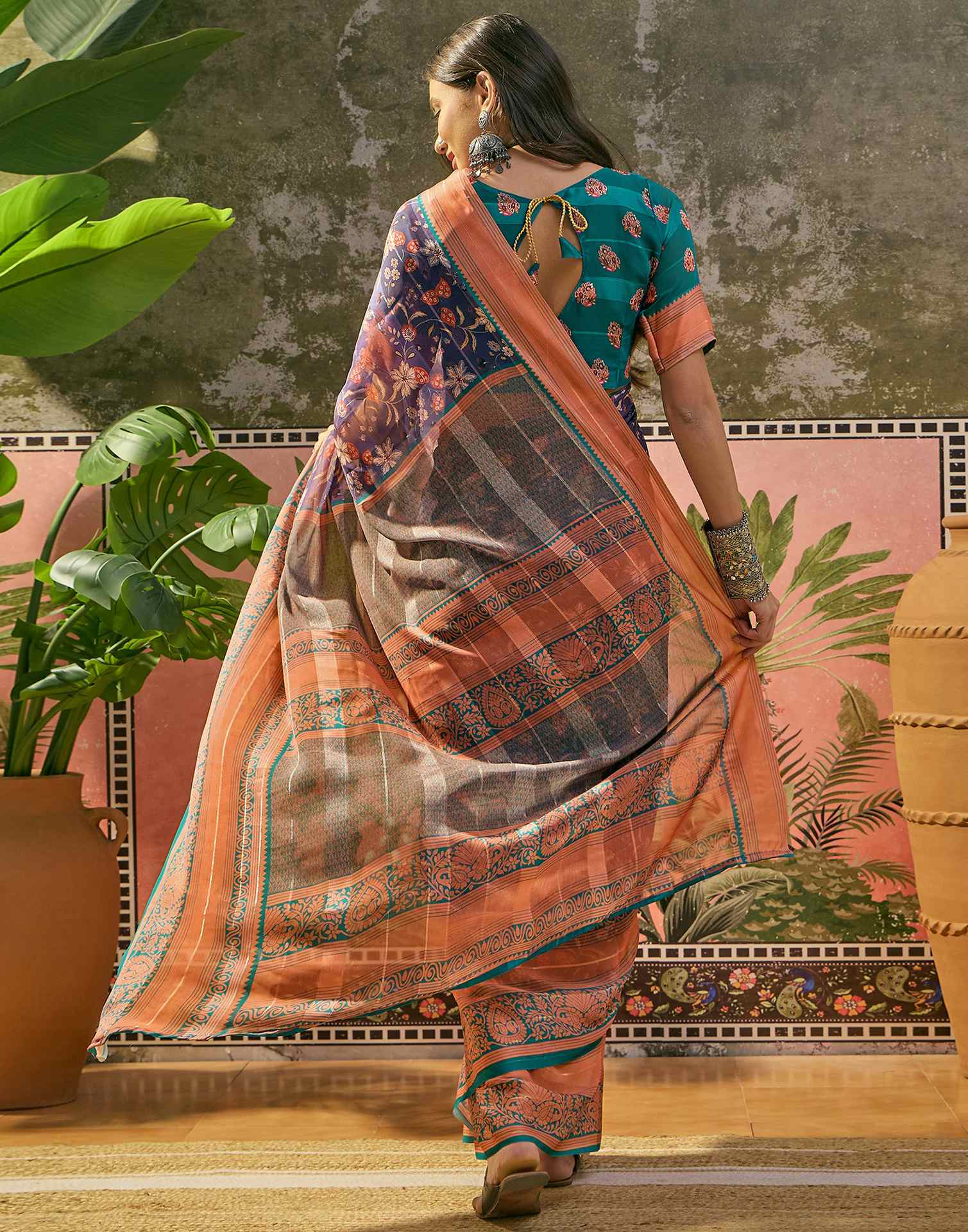 Dusty Purple Georgette Printed Saree