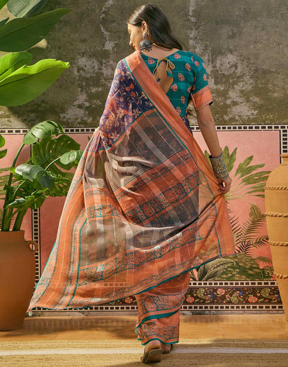 Dusty Purple Georgette Printed Saree